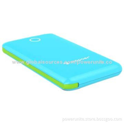 6,600mAh Thin External Power Bank for Consumer Electronics with Built-in Cable